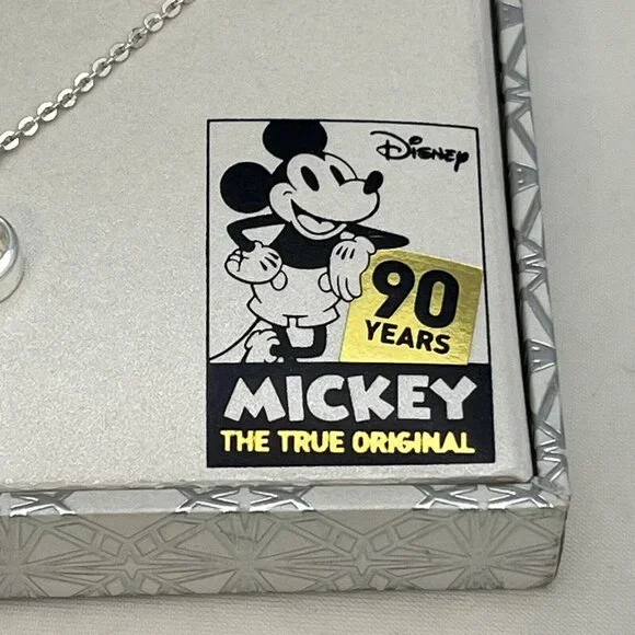 Disney 90 Years Mickey Mouse Silver Plated Swarovski Crystal 18 Inch Necklace - Picture 4 of 16